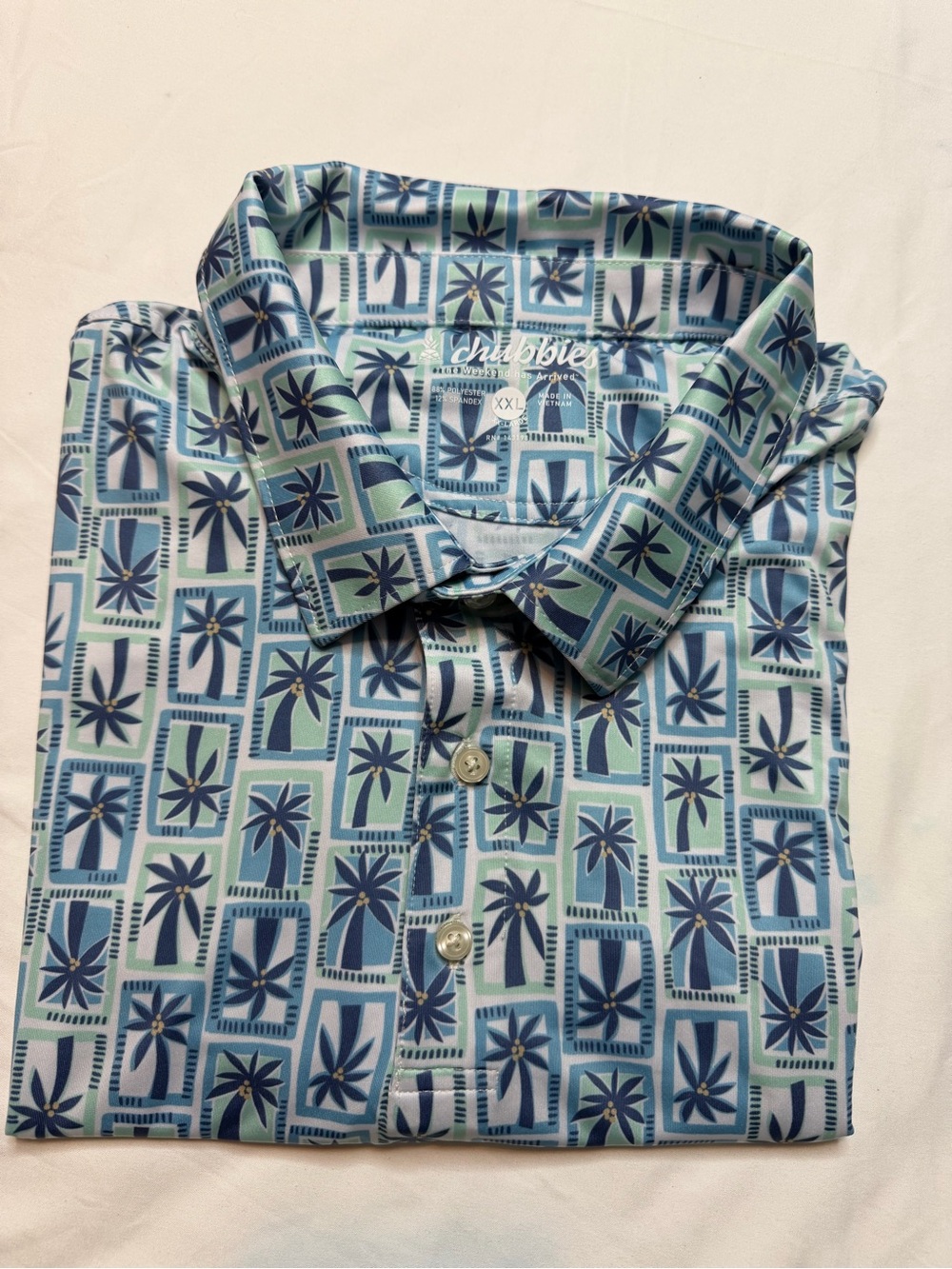 Chubbies Men's Blue Palm-Print Short Sleeve Shirt